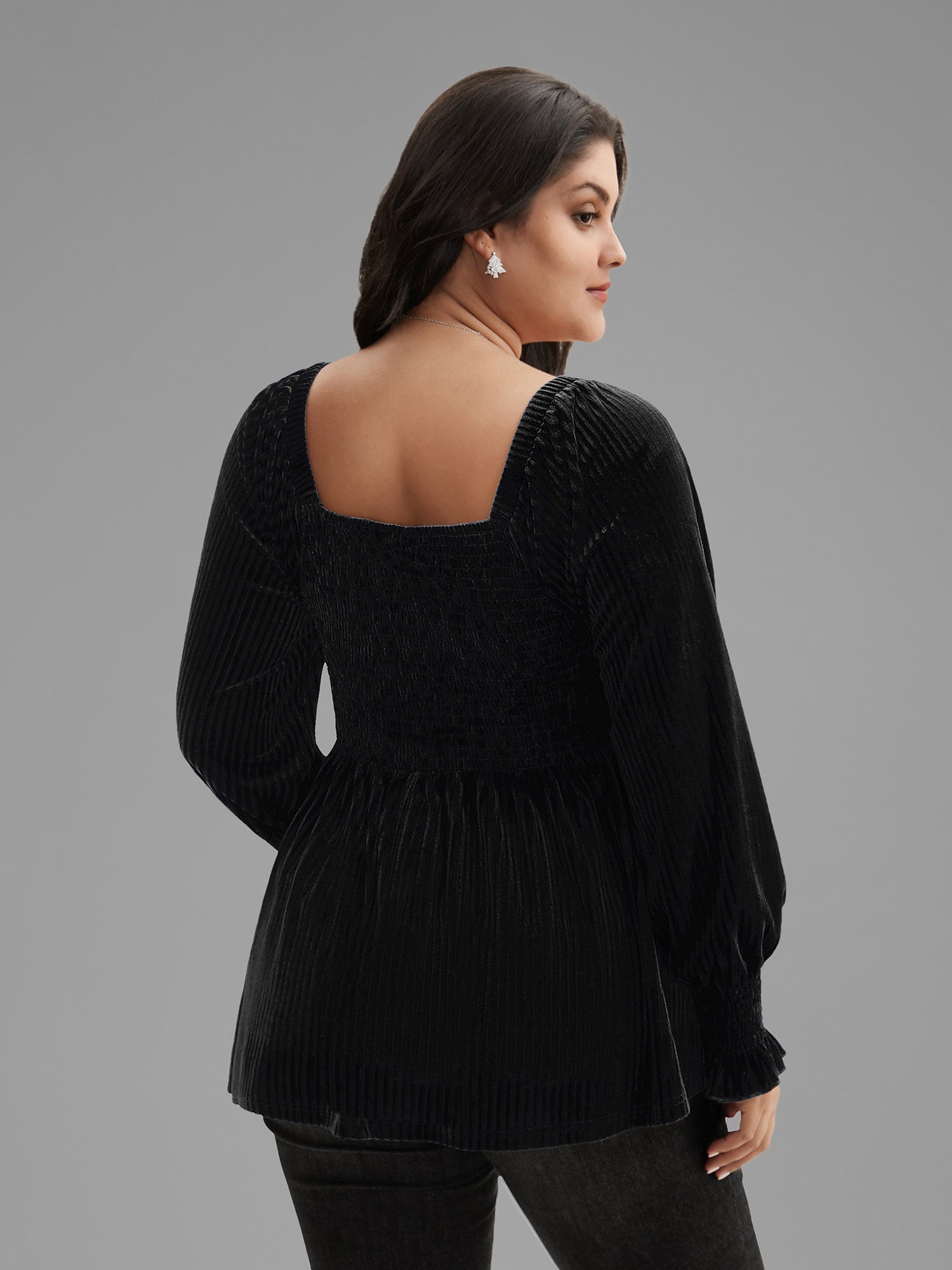 Velvet Smocked Bodice Jersey Top