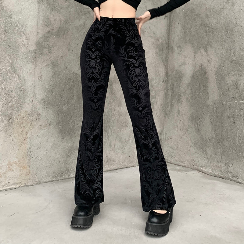 Black velvet pants KF81819