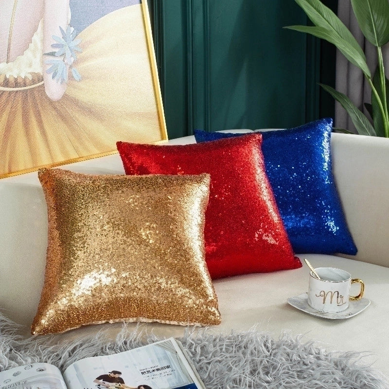 Classical Retro Solid Color Sequin Pillow Cases