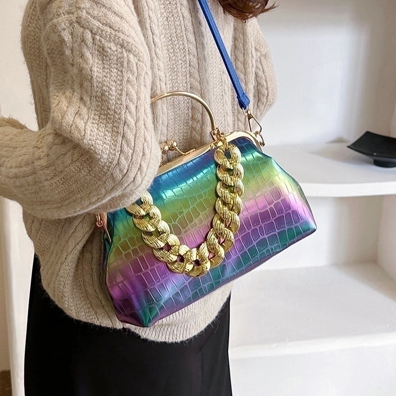 Women's Small Pu Leather Solid Color Streetwear Shell Buckle Shoulder Bag Crossbody Bag Dome Bag