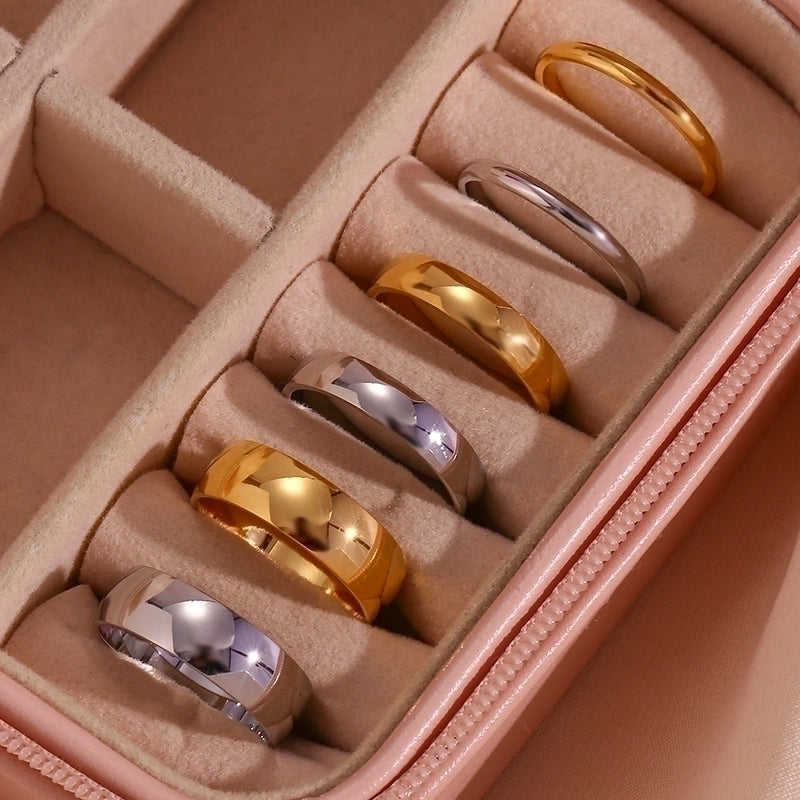 Fashion Solid Color 304 Stainless Steel 18K Gold Plated Plating Rings