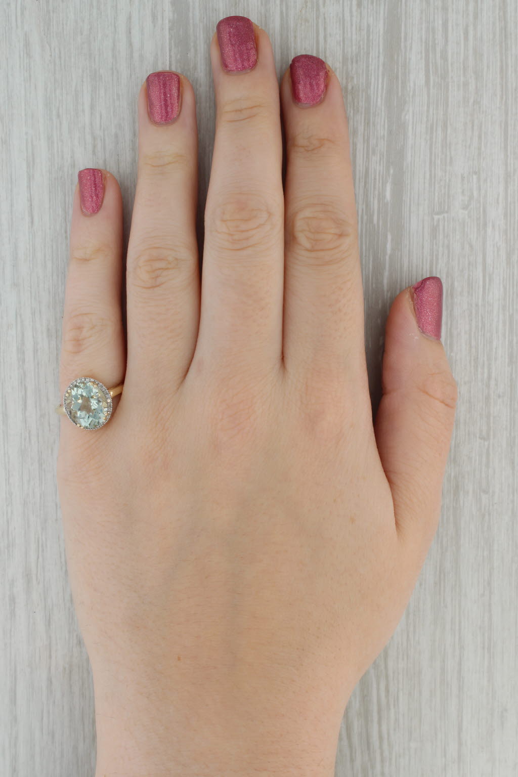 4.67ctw Prasiolite Green Amethyst Diamond Halo Ring 14k Yellow Gold Size 7