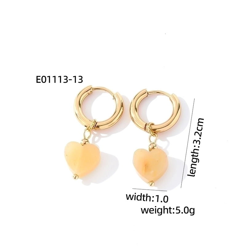 1 Pair Casual Sweet Minimalist Heart Shape Plating 304 Stainless Steel Gold Plated Drop Earrings