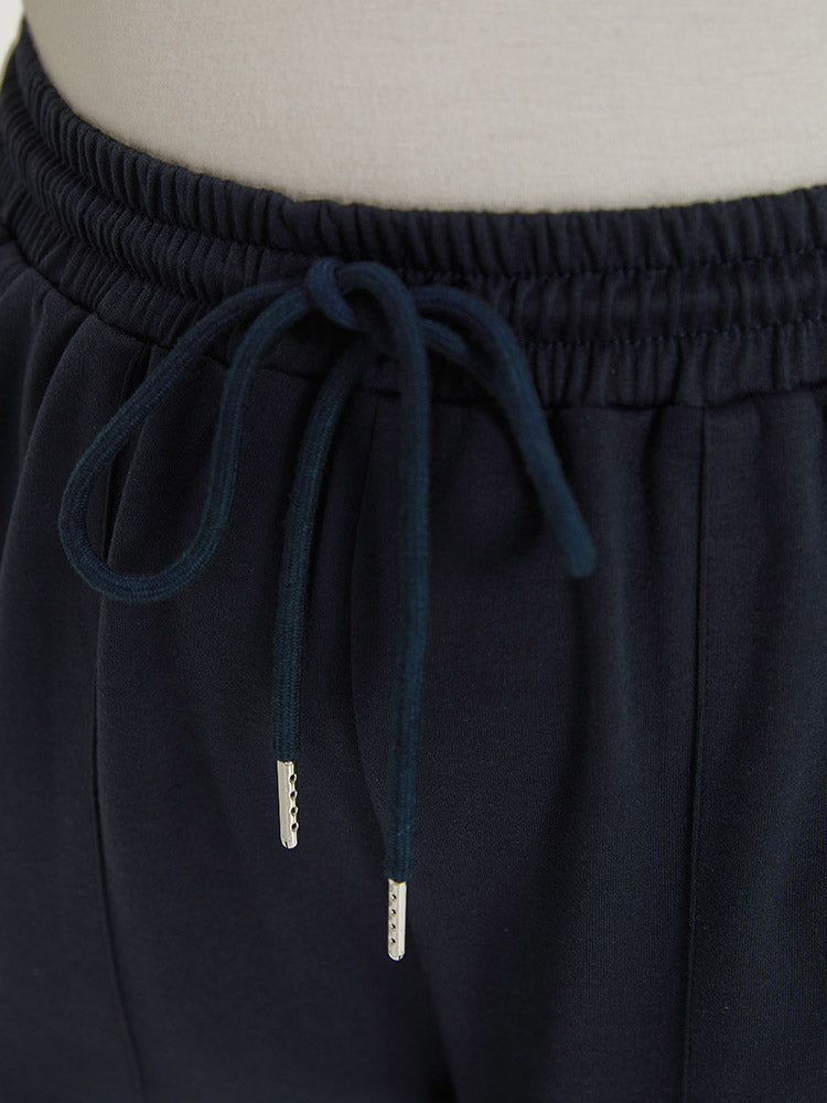 Two Tone Slant Pocket Bowknot Split Side Sweatpant