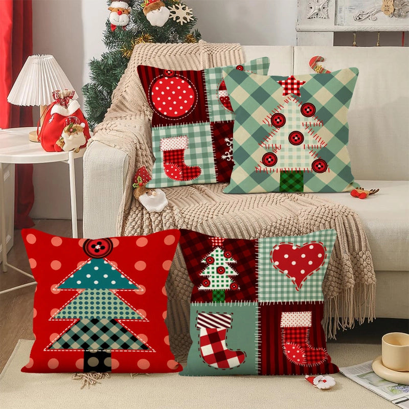 Classic Style Christmas Tree Snowflake Linen Pillow Cases Couch & Sofa Decor