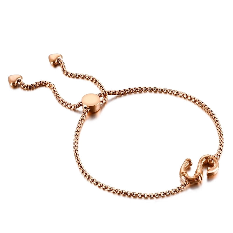 Casual Minimalist Letter Heart Shape Stainless Steel 18K Gold Plated Bracelets In Bulk