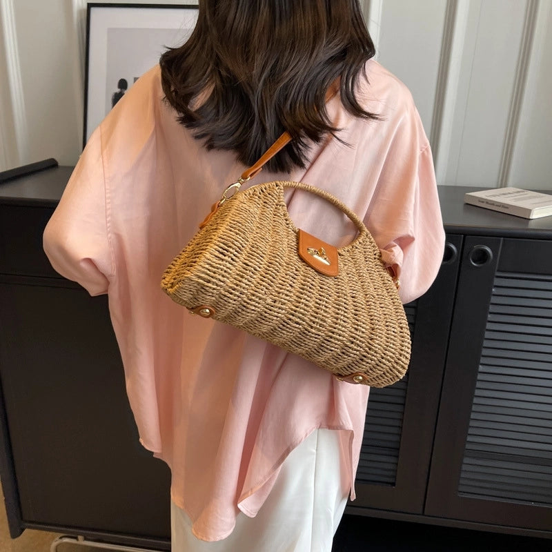 Women's All Seasons Straw Vacation Handbag