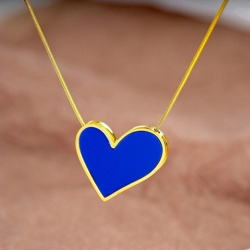 Princess Cute Minimalist Heart Shape Stainless Steel Plating Inlay Shell 18k Gold Plated Earrings Necklace