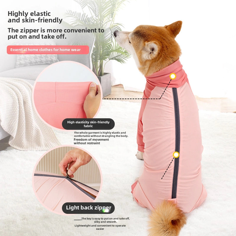 New Dog Clothes Summer Four-legged Clothes Zipper Breathable High-elastic Small And Medium-sized Dog Pet Clothes