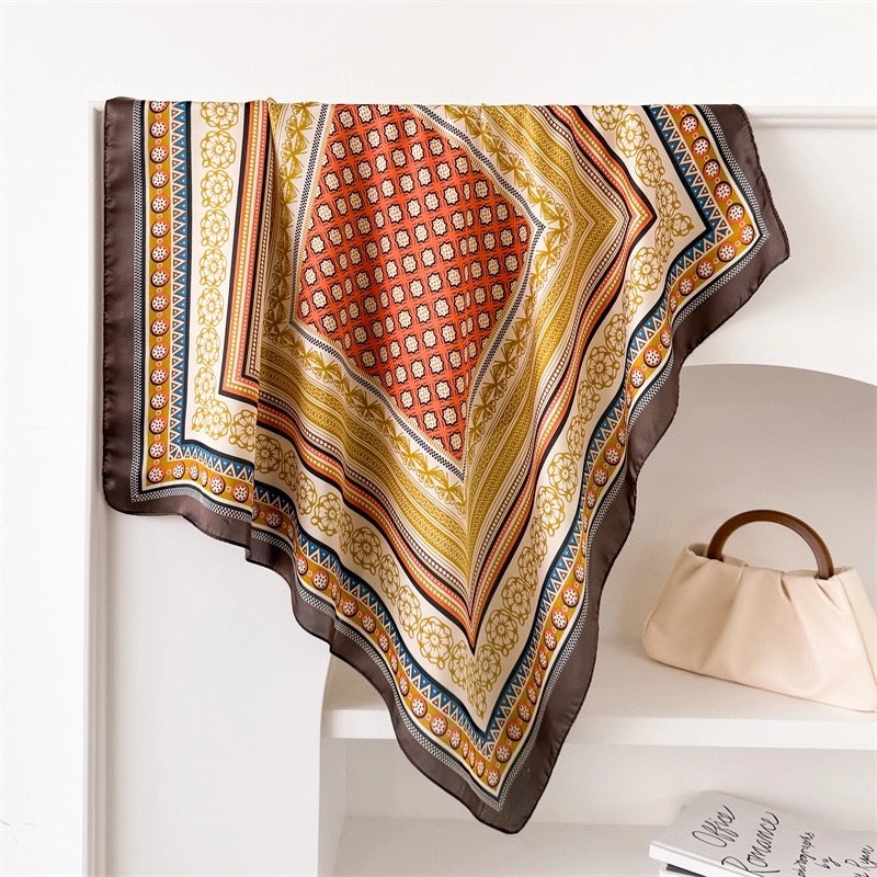 Women's Casual Vacation Lemon Flower Satin Printing And Dyeing Printing Dyeing Silk Scarf