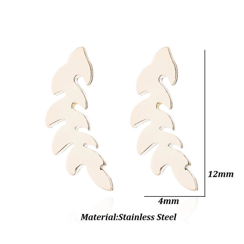 Minimalist Letter Cat Elephant Stainless Steel Plating Hollow Out Ear Studs 1 Pair