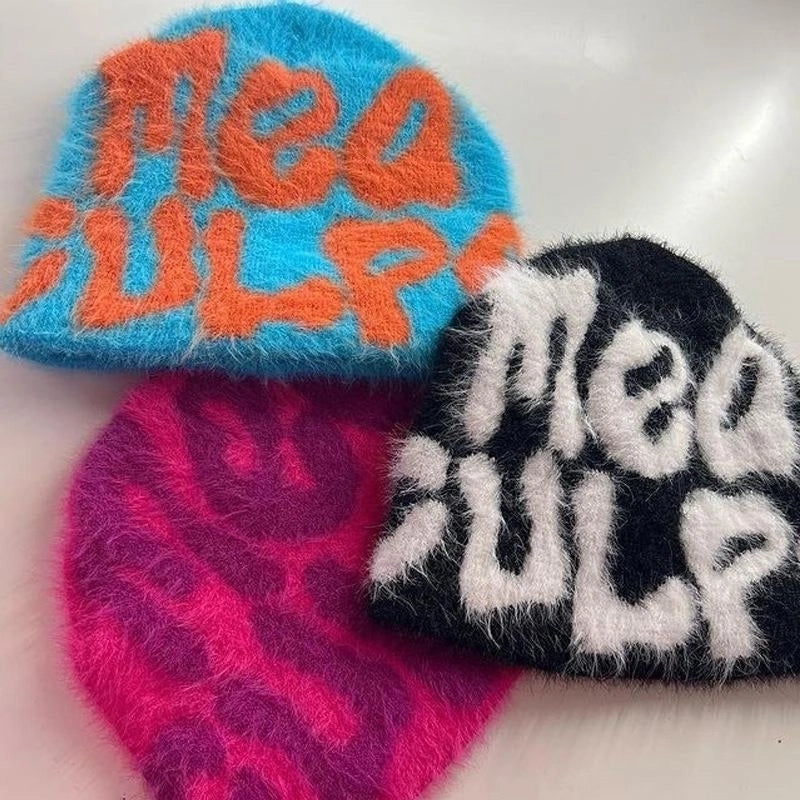 Women's Casual Letter Eaveless Wool Cap