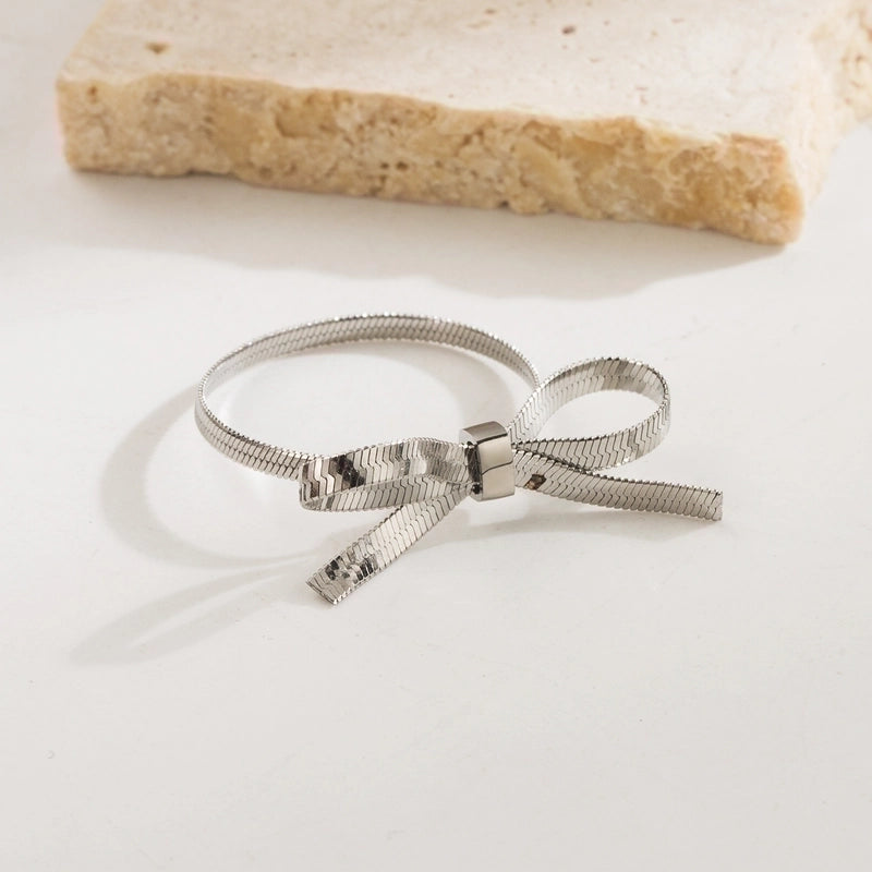 Vintage Style Minimalist Solid Color Bow Knot 304 Stainless Steel 18K Gold Plated Plating Stainless Steel Necklaces