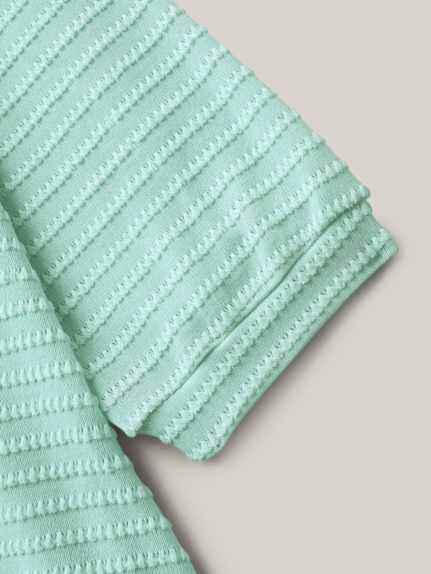 Waffle-Grid Button Detail T-Shirt
