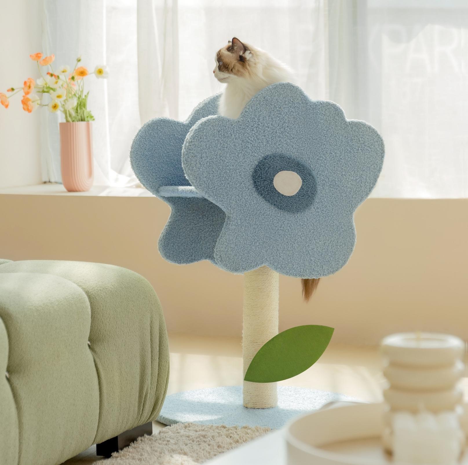 Wulee Cute Flower Shaped Cat Scratching Post Tree