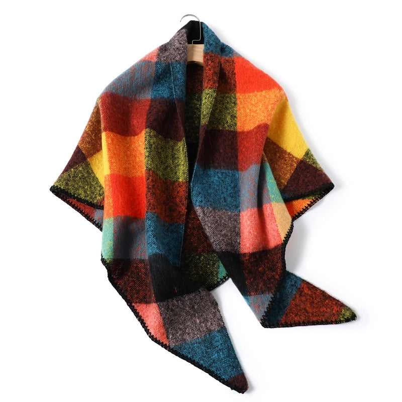 Unisex Vintage Style Lattice Imitation Cashmere Polyester Scarf