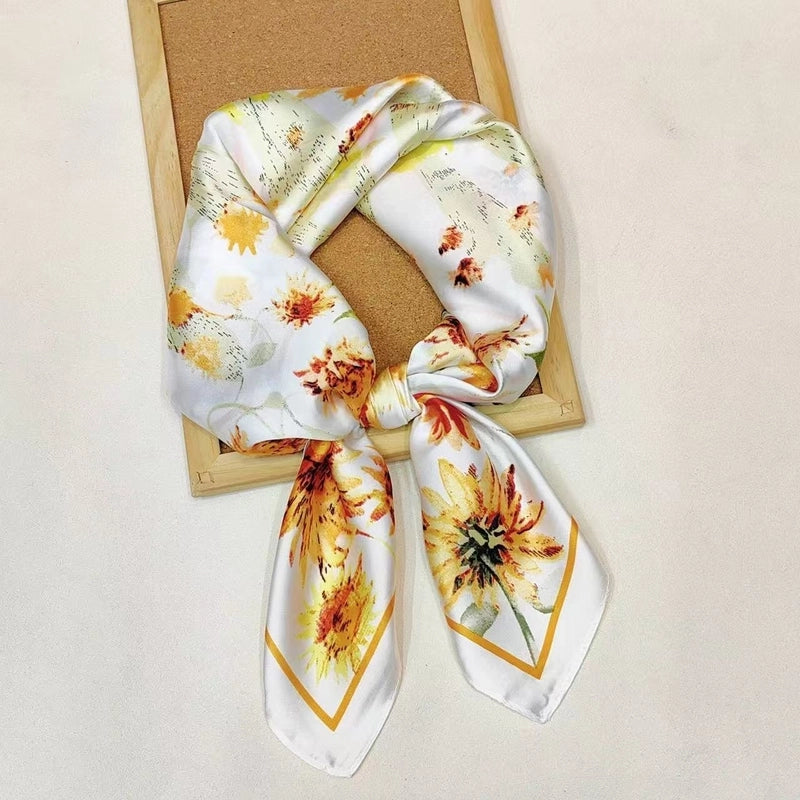Women's Casual Vacation Chains Print Satin Printing And Dyeing Printing Dyeing Silk Scarf Kerchief Bandanas