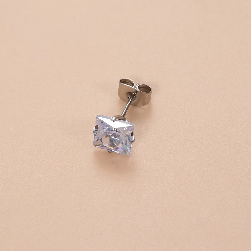 1 Piece Ear Cartilage Rings & Studs Minimalist Classic Style Geometric Square 316L Stainless Steel  Plating Inlay Zircon