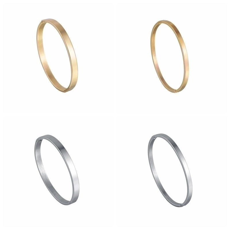 Minimalist Geometric Solid Color 304 Stainless Steel Gold Plated Bangle In Bulk