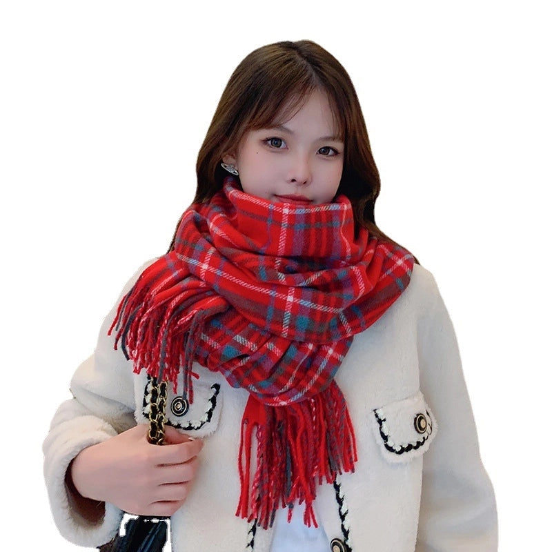 Women's Classic Style Lattice Imitation Cashmere Acrylic Scarf