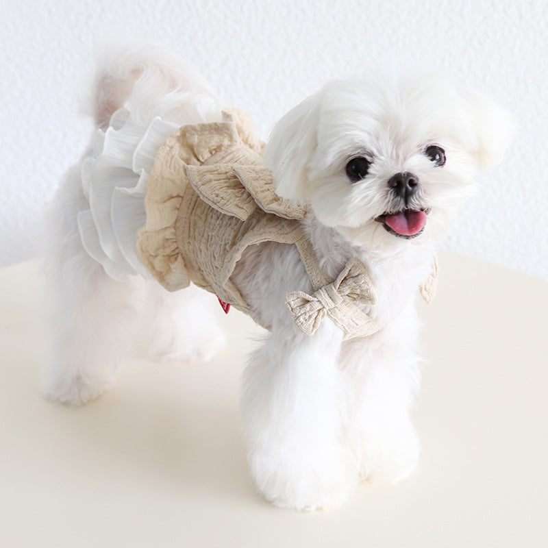 Sweet Big Bow Dog Cat Chiffon Dress