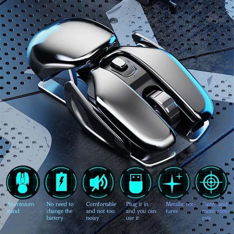 ⚡Hot Sale⚡Wireless Ergonomics Metal Mouse