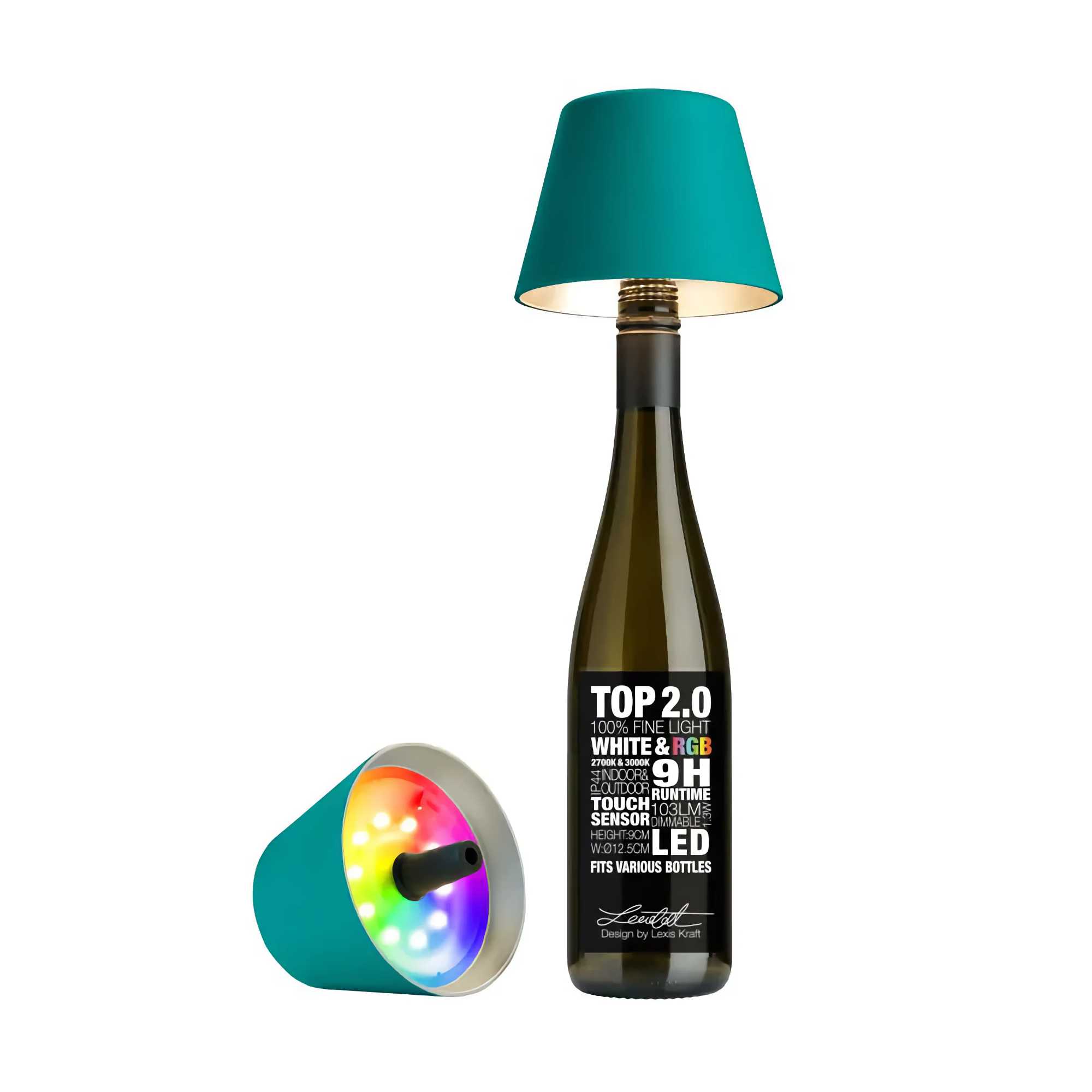 Sompex TOP 2.0 bottle light. turquoise