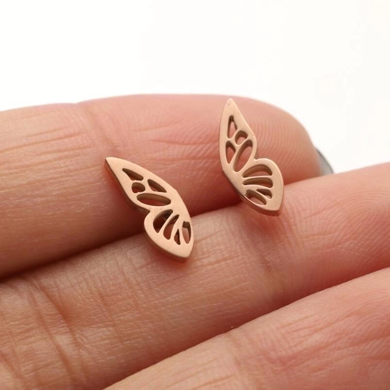1 Pair Minimalist Butterfly Plating Hollow Out 304 Stainless Steel 18K Gold Plated Ear Studs