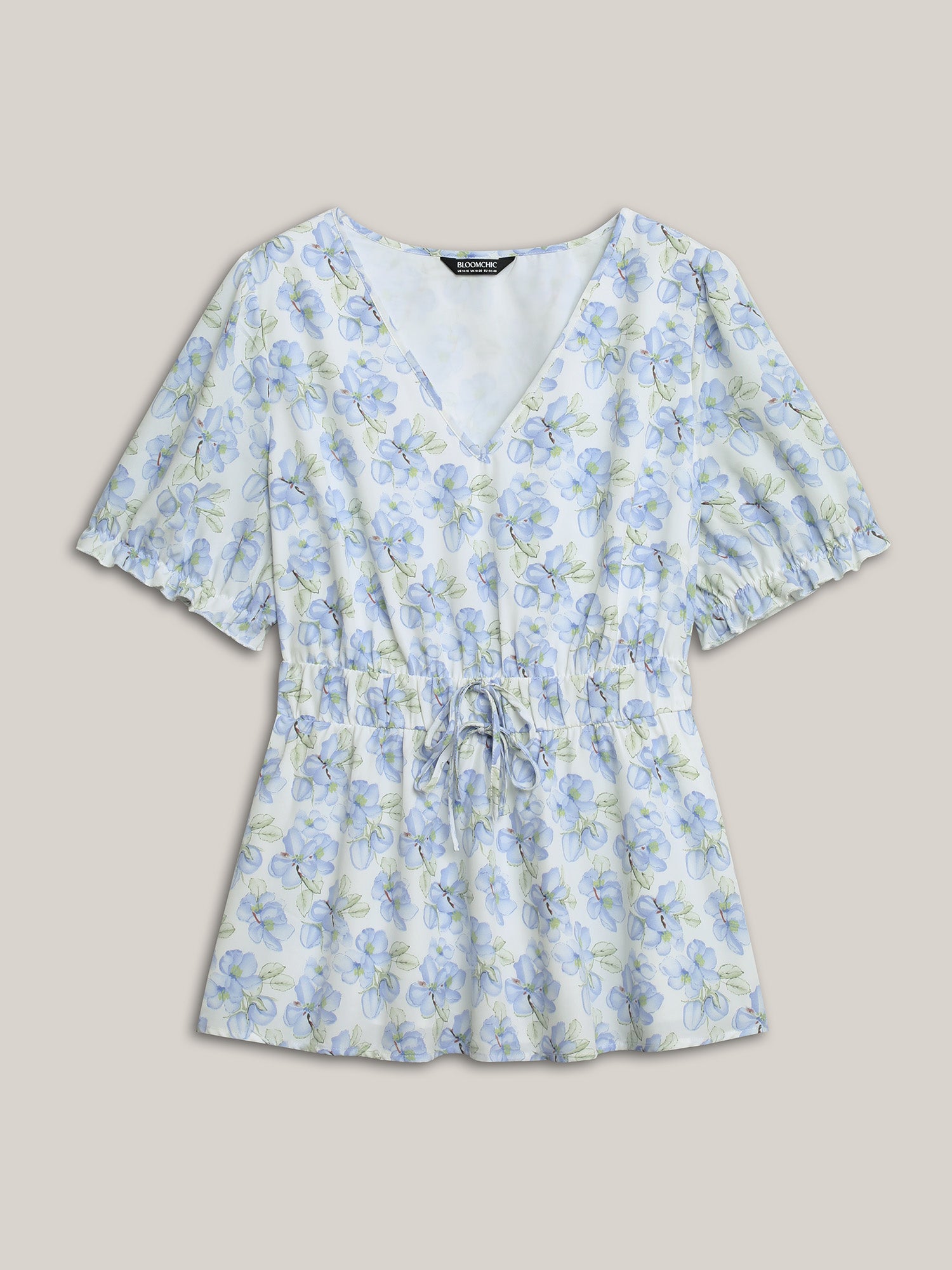 Breezy Floral Print Drawstring Babydoll Top