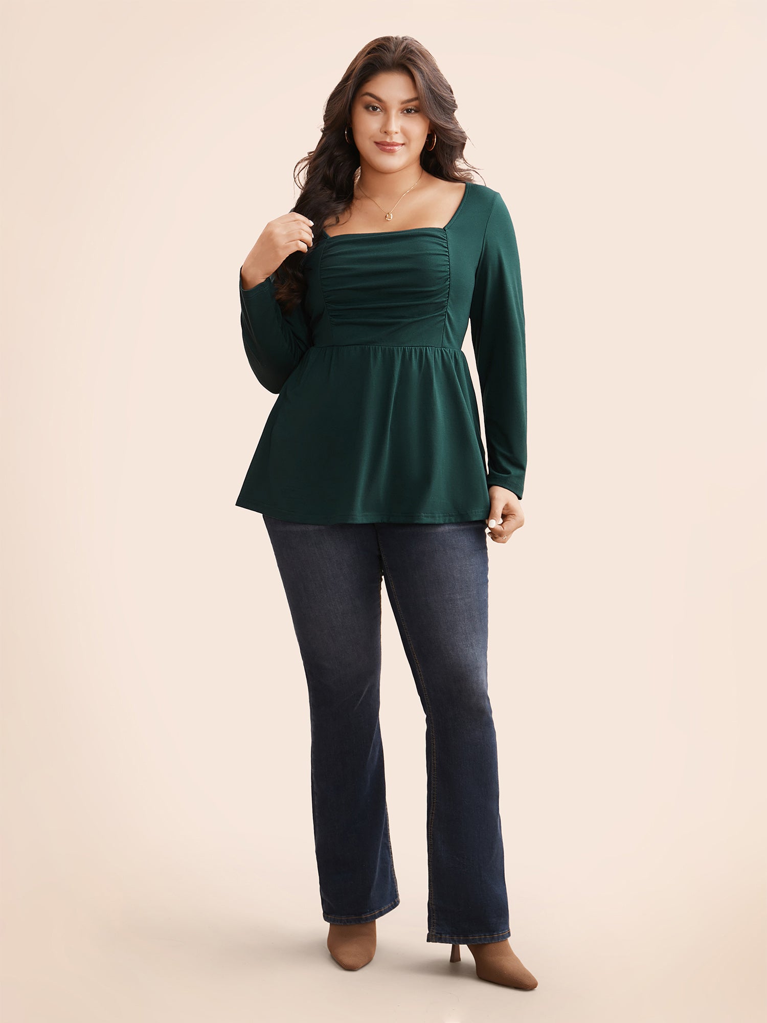 Square Neck Ruched Jersey Top