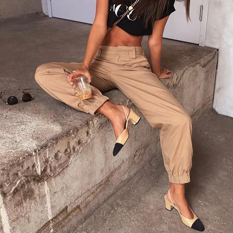 Tapered High Waisted Work Trousers