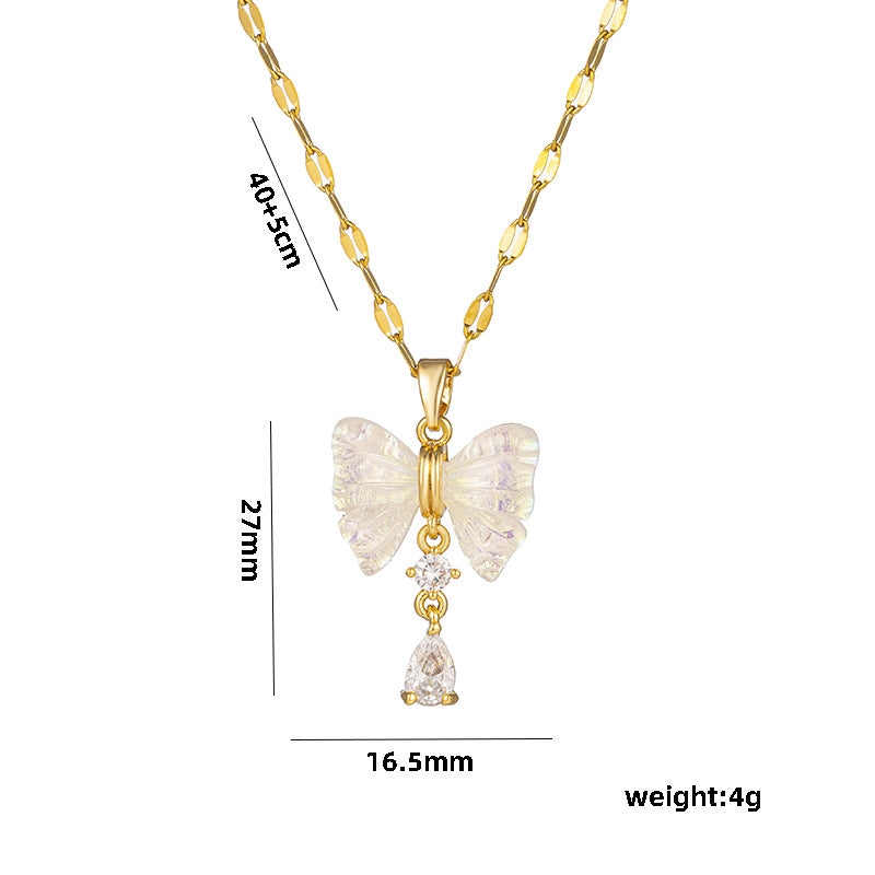 Niche Bow Titanium Steel Material Women All-Match Titanium Steel Material