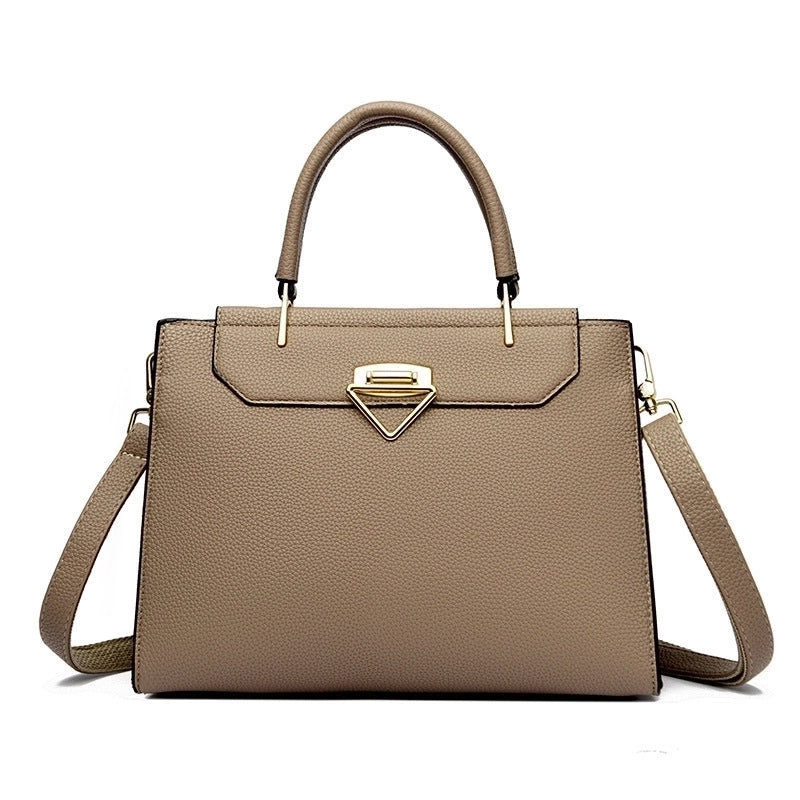 Women's Medium Pu Leather Solid Color Elegant Vintage Style Zipper Handbag