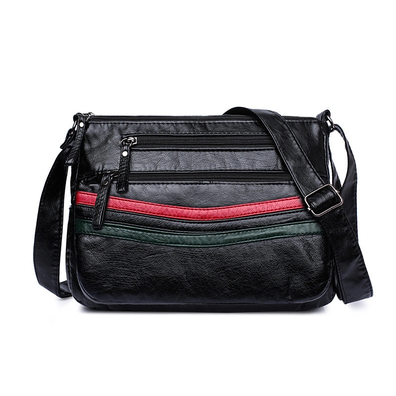 Women's Large Pu Leather Solid Color Streetwear Square Zipper Shoulder Bag Crossbody Bag