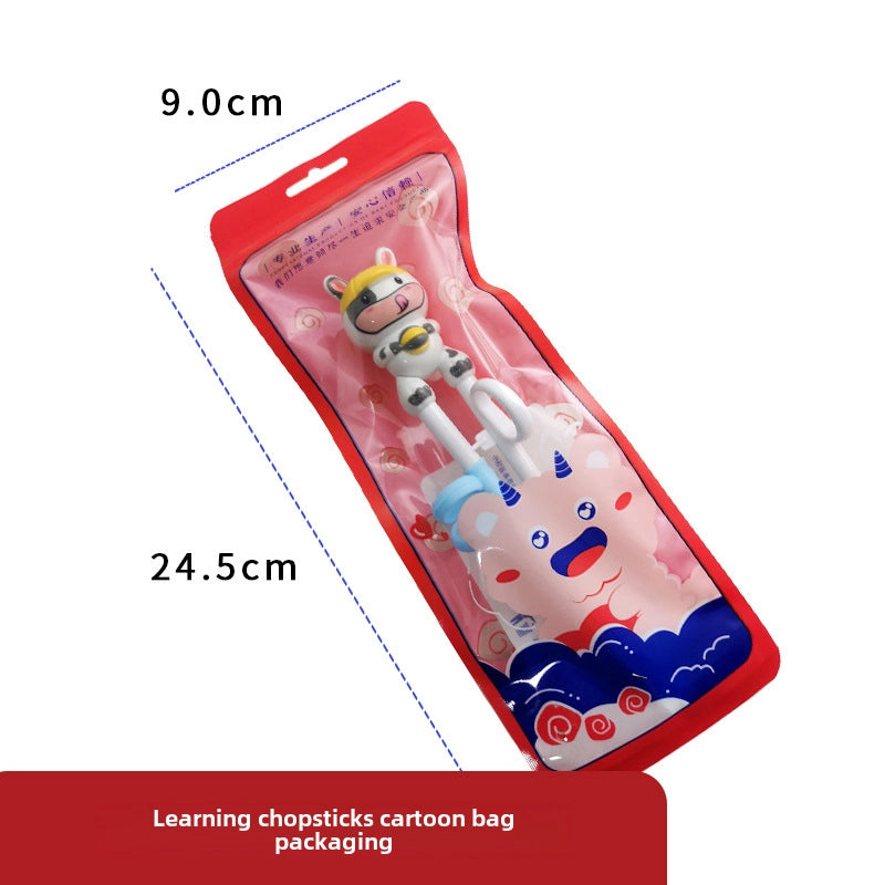 Portable Feeding Children's Tableware Set Cartoon Learning Chopsticks Training Chopsticks 304 Stainless Steel Spoon Fork