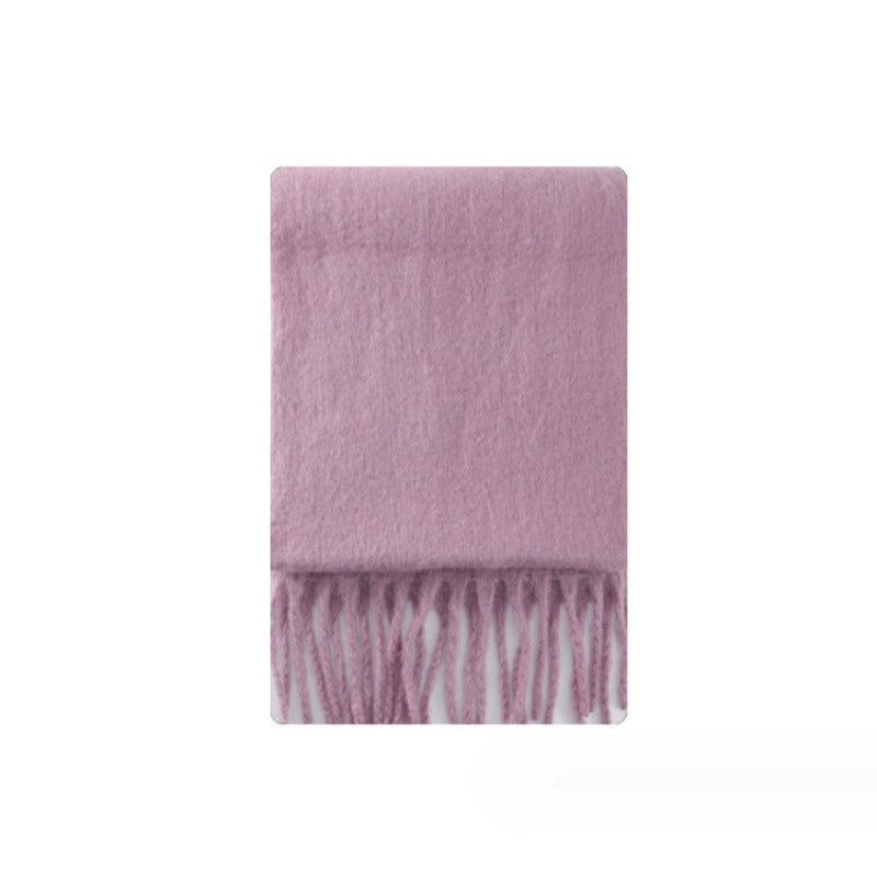 320G 20-Color Thickened Cashmere-like Solid Color Tassel Scarf Women's Winter Atmosphere Scarf Plus Size Soft Shawl