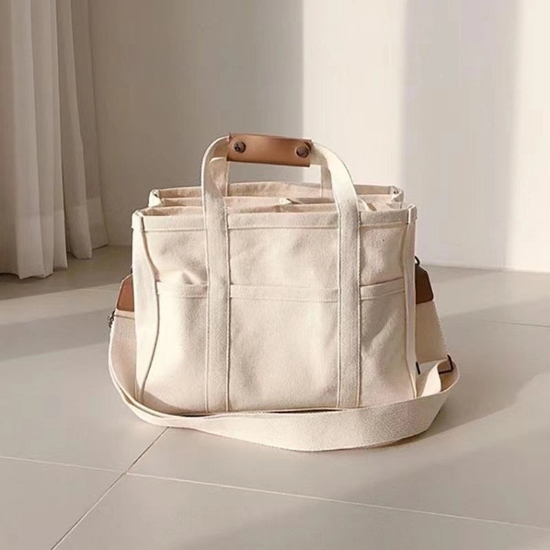 Women's Small Canvas Solid Color Vintage Style Classic Style Square Open Shoulder Bag