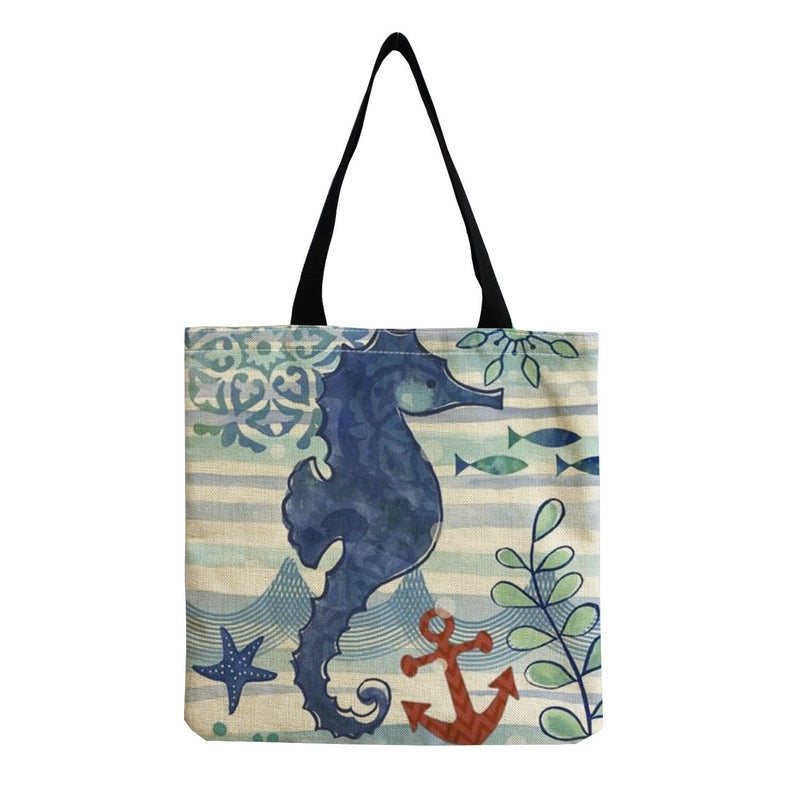 Women's Medium Linen Animal Beach Square Open Shopping Bags