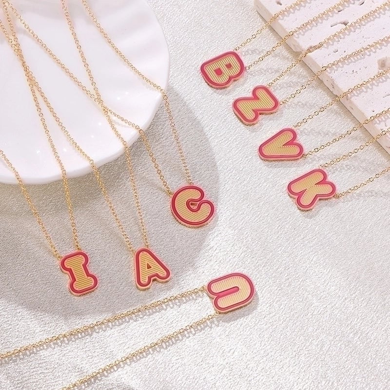 Sweet Minimalist Artistic Letter Stainless Steel Enamel Plating Pendant Necklace