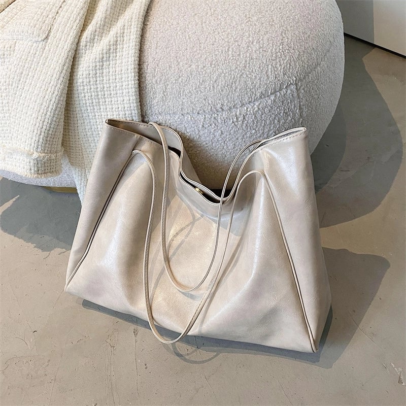 Women's Medium Pu Leather Solid Color Classic Style Streetwear Square Zipper Shoulder Bag Tote Bag