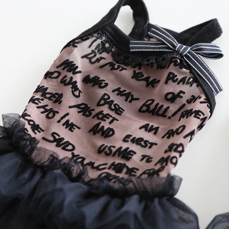 Sweet Letter Printed Lace Dog Cat Dress