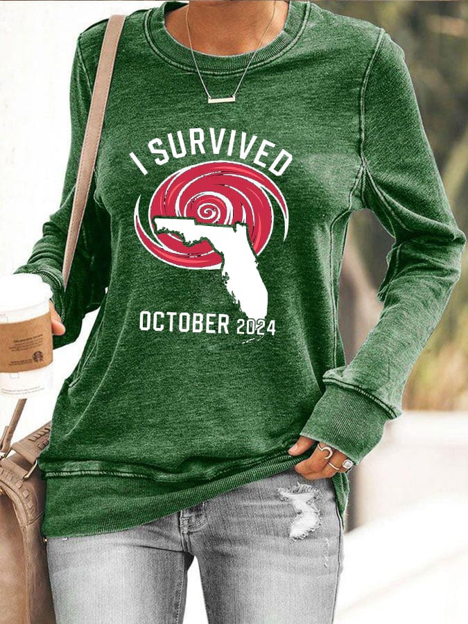 Women's I Survived OCTOBER 2024 Print Sweatshirt