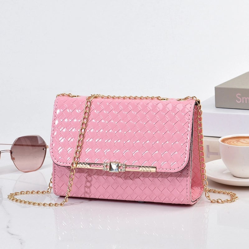 Women's Medium Pu Leather Lingge Streetwear Flip Cover Square Bag