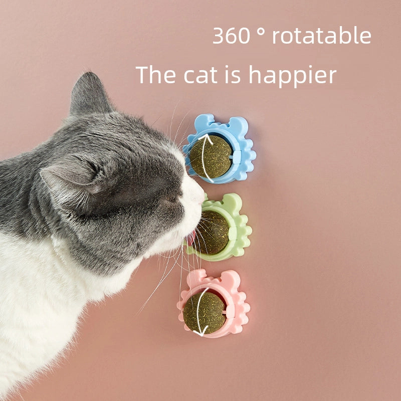 New Crab Cat Mint Ball Toy Rotating Teeth Cleaning Interactive Happy Cat Toy Ball Fresh Breath Pet For Kittens Cats