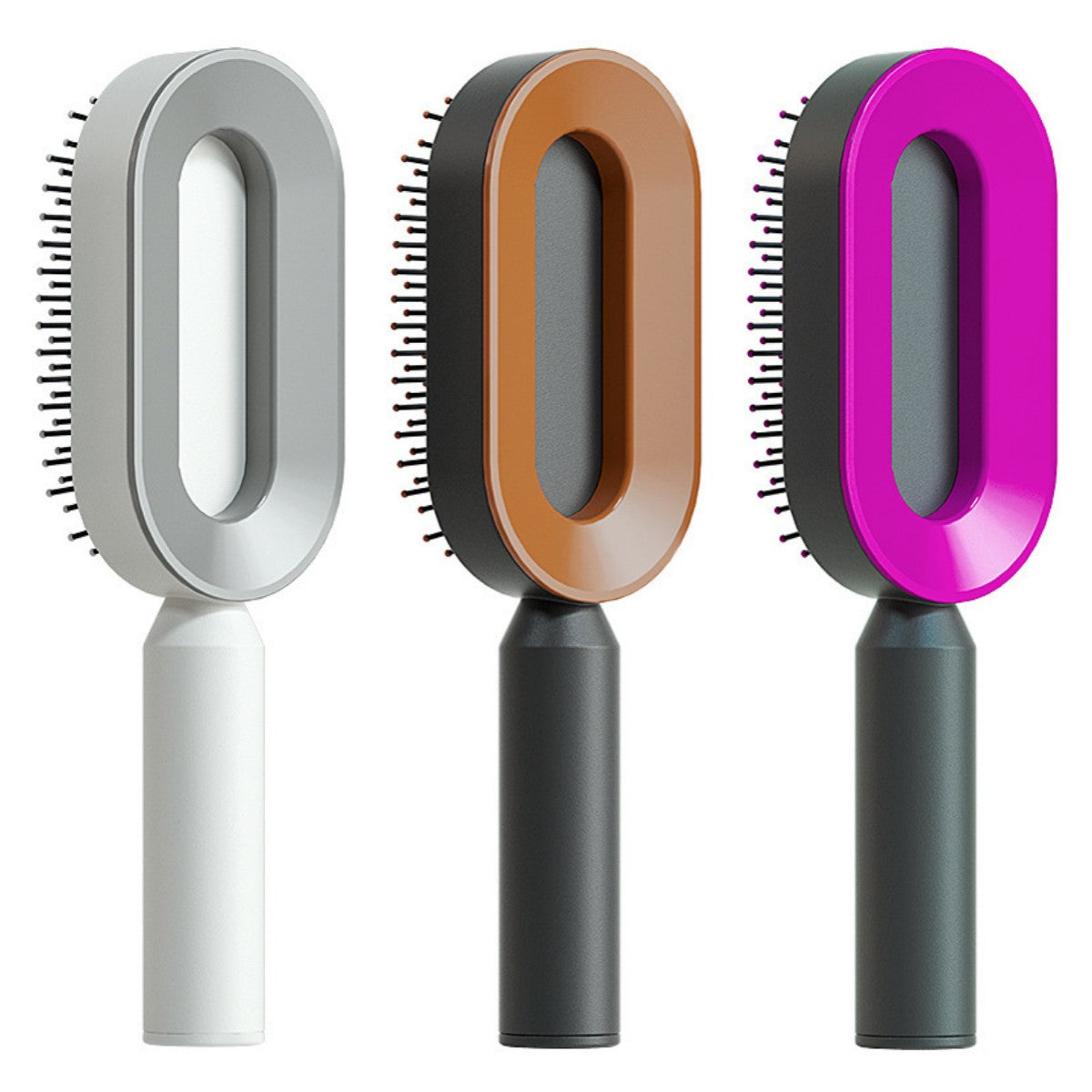 Self-cleaning hairbrush for women. One-button cleaning airbag to prevent hair loss