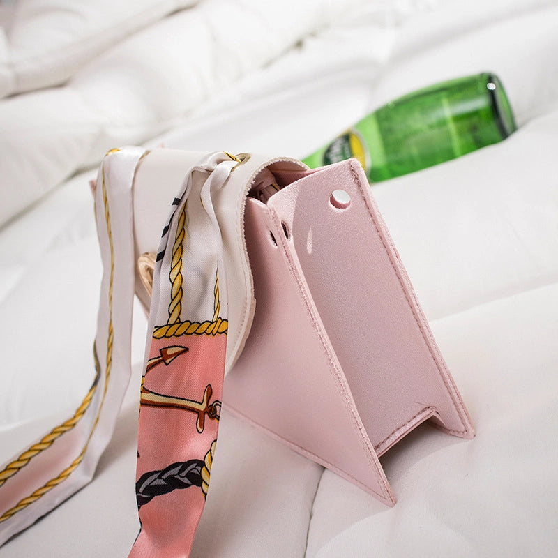 Women's Medium Pu Leather Color Block Streetwear Square Flip Cover Crossbody Bag