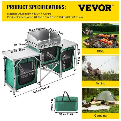 Vevor Camping Outdoor Küche Tisch Schrank faltbar klappbar Kochen