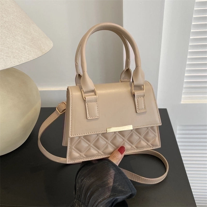 Women's Pu Leather Solid Color Elegant Streetwear Square Flip Cover Shoulder Bag Handbag Crossbody Bag