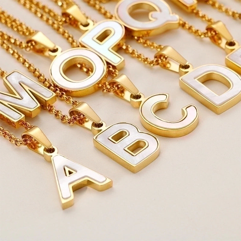 Simple Shell English Letter Titanium Steel Necklace