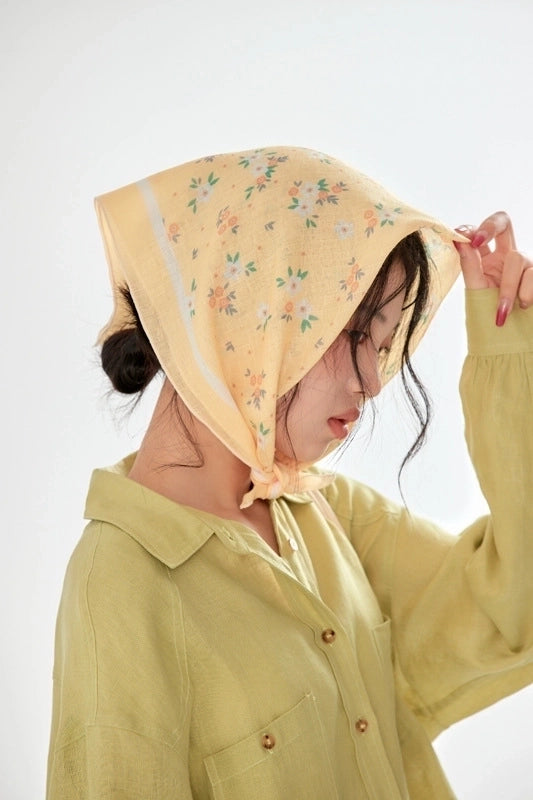 Women's Elegant Sweet Pastoral Printing Cotton Blend Printing Silk Scarf